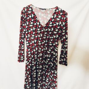 Brooks Brothers Floral V-Neck Dress - Red and White - Medium